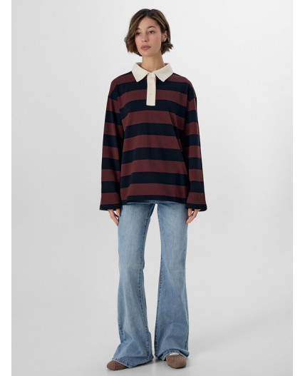 Поло коричнево -черная полоска