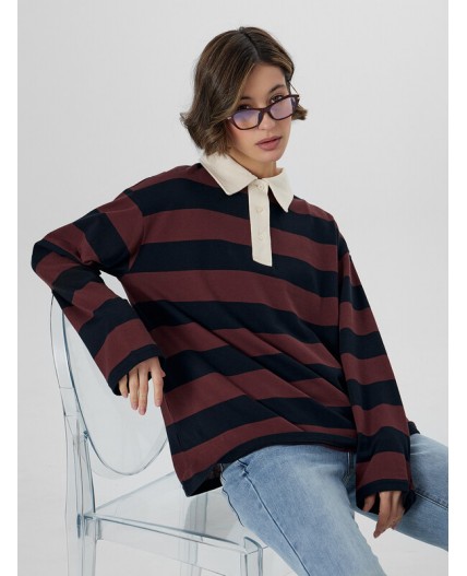 Поло коричнево -черная полоска