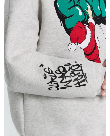 Свитшот серый меланж 4306-А +печать