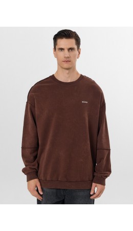 Свитшот ACID WASH шоколадный +печать