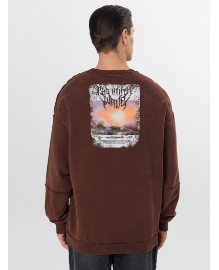 Свитшот ACID WASH шоколадный +печать