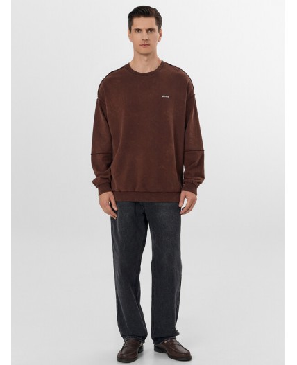 Свитшот ACID WASH шоколадный +печать