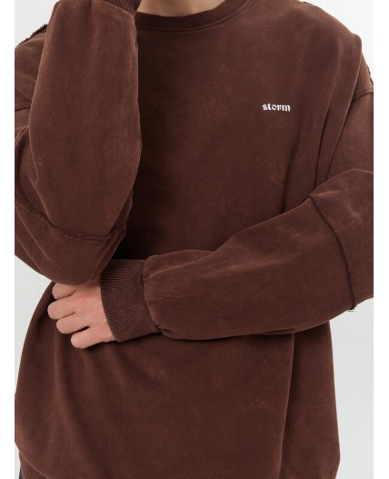 Свитшот ACID WASH шоколадный +печать