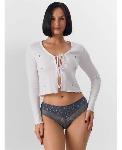 Трусы цветы на т.сером