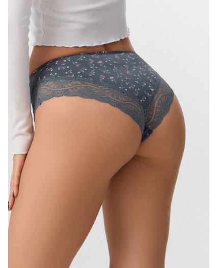 Трусы цветы на т.сером