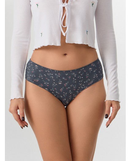 Трусы цветы на т.сером