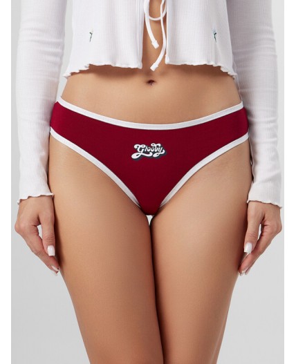 Трусы бордо +печать