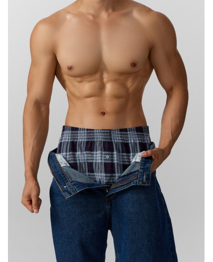 Трусы голубая клетка на т.синем