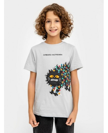 Футболка св.серый +печать