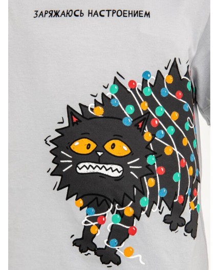 Футболка св.серый +печать