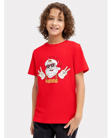 Футболка красный +печать1