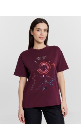 Футболка винный +печать
