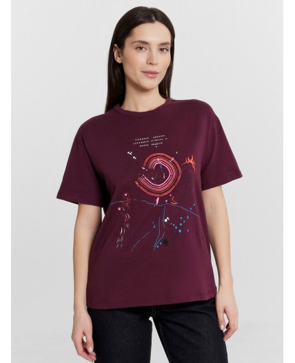 Футболка винный +печать