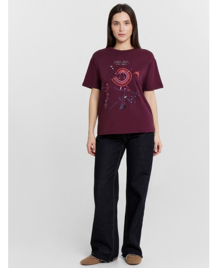 Футболка винный +печать