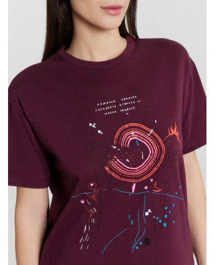 Футболка винный +печать
