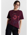Футболка винный +печать