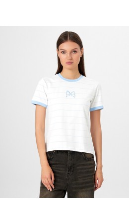 Футболка голубая полоска на белом