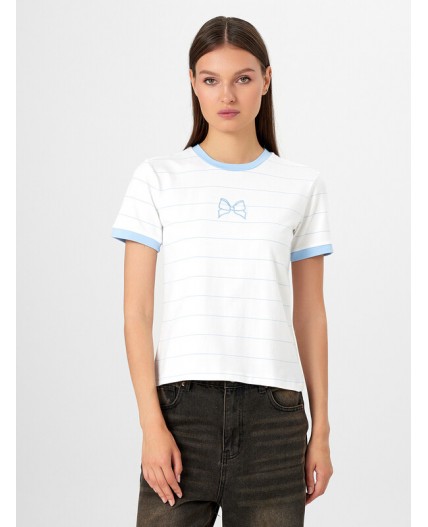 Футболка голубая полоска на белом