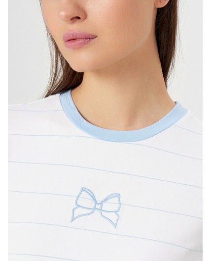 Футболка голубая полоска на белом