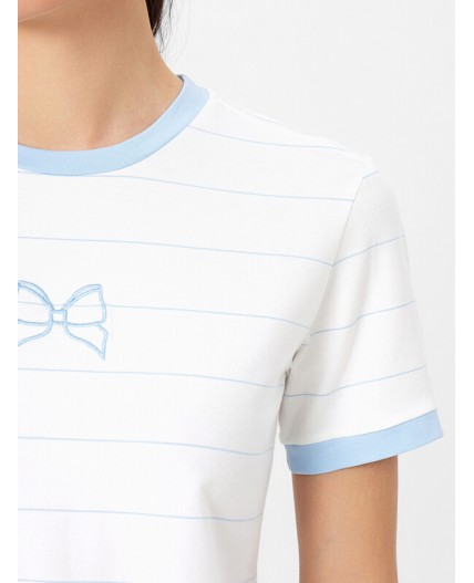 Футболка голубая полоска на белом