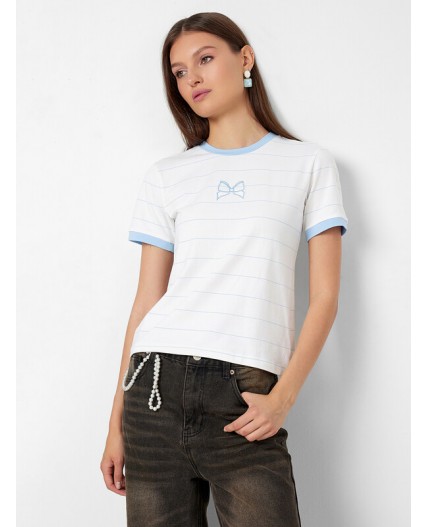 Футболка голубая полоска на белом