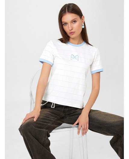 Футболка голубая полоска на белом