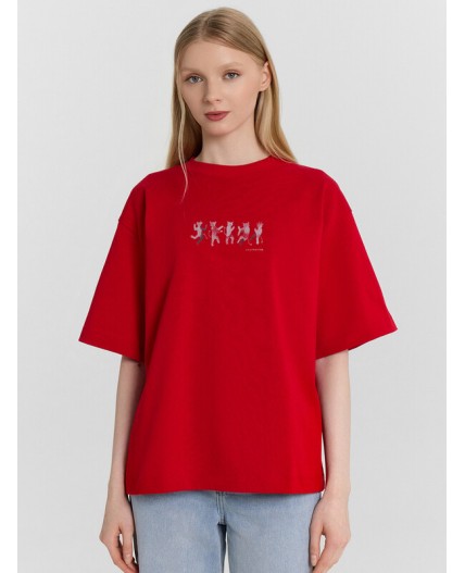 Футболка багровый +печать