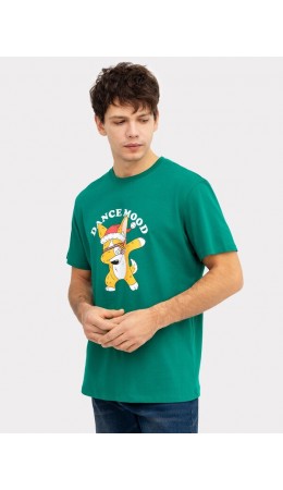 Футболка зеленый +печать