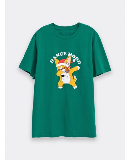 Футболка зеленый +печать