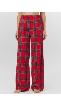 Брюки клетка на красном