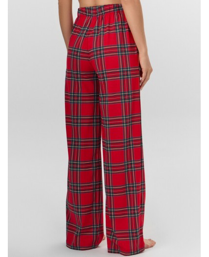 Брюки клетка на красном