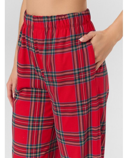 Брюки клетка на красном