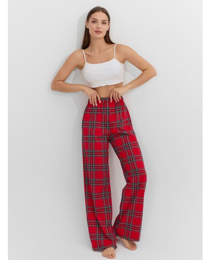Брюки клетка на красном