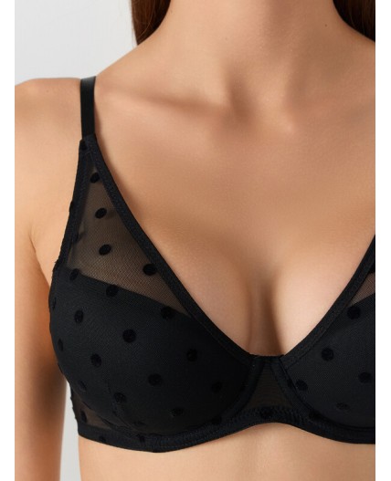 Бюстгальтер горох на черном