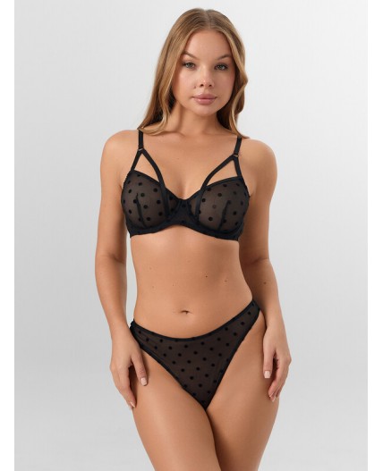 Бюстгальтер горох на черном
