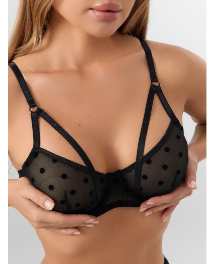 Бюстгальтер горох на черном