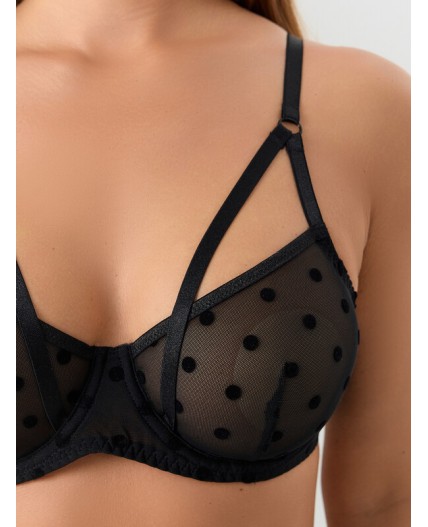 Бюстгальтер горох на черном