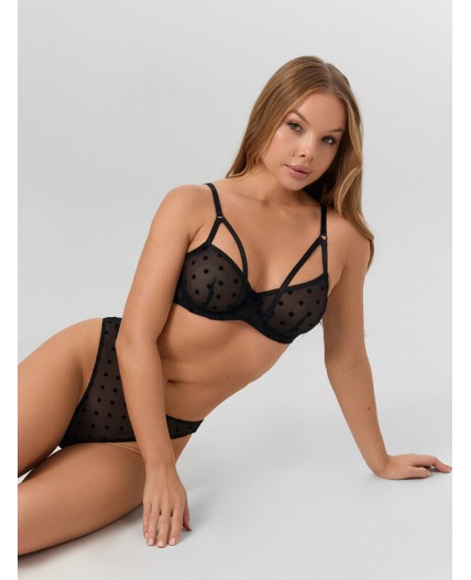 Бюстгальтер горох на черном