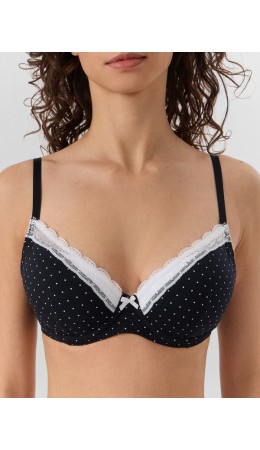 Бюстгальтер горошек на черном