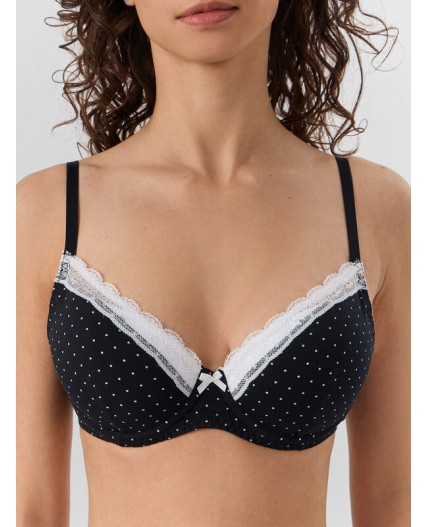 Бюстгальтер горошек на черном