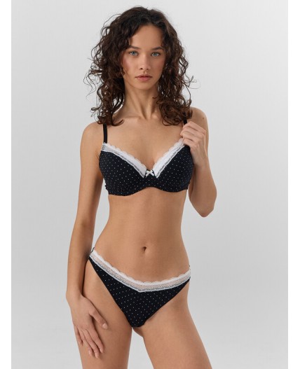 Бюстгальтер горошек на черном