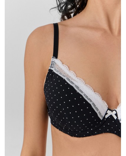 Бюстгальтер горошек на черном