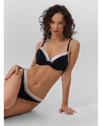 Бюстгальтер горошек на черном