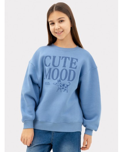 Джемпер св.синий +печать