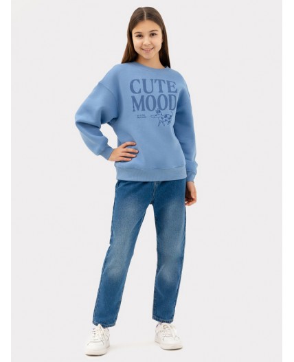 Джемпер св.синий +печать