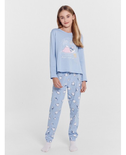 Комплект голубой +пингвины на голубом