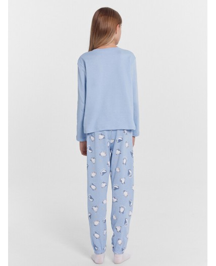 Комплект голубой +пингвины на голубом