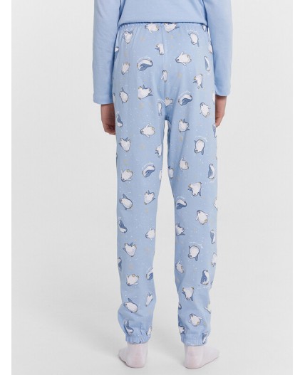 Комплект голубой +пингвины на голубом