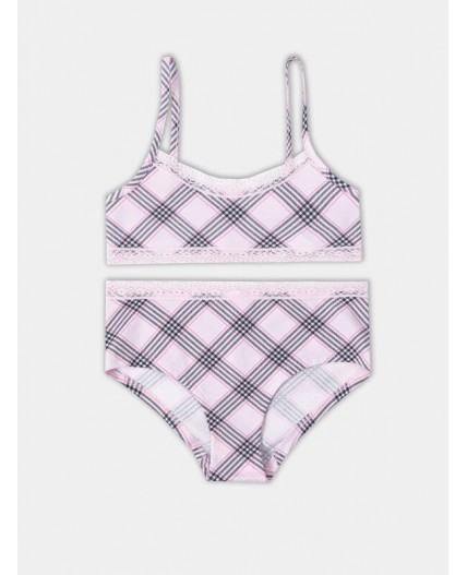 Комплект клетка черно -розовая