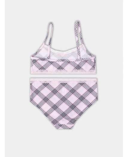 Комплект клетка черно -розовая